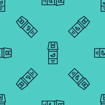Black line Pepper spray icon isolated seamless pattern on green background. O Stock Illustration