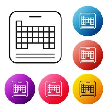 Black line Periodic table of the elements icon isolated on white background.  Stock Illustration