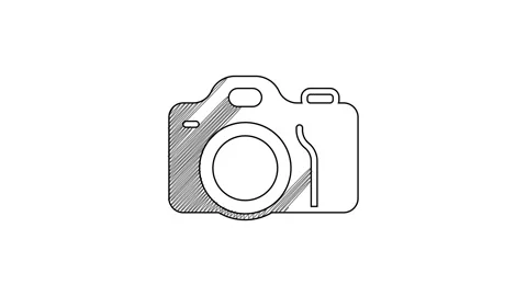 Black Line Photo Camera Icon Isolated On Stock Video Pond