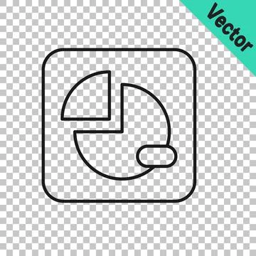 Black line Pie chart infographic icon isolated on transparent background Stock Illustration