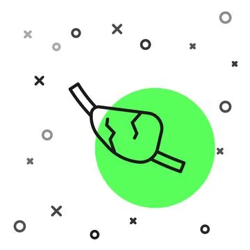 Black line Pirate eye patch icon isolated on white background. Pirate accessory Ilustración de archivo