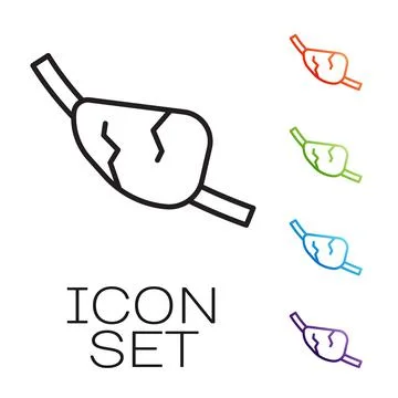 Black line Pirate eye patch icon isolated on white background. Pirate accessory Ilustración de archivo