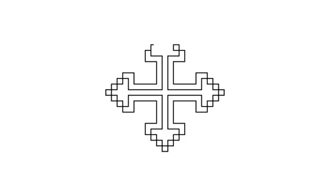 Black line Pixel arrows in four directions icon isolated on white background Stock Footage 160225072