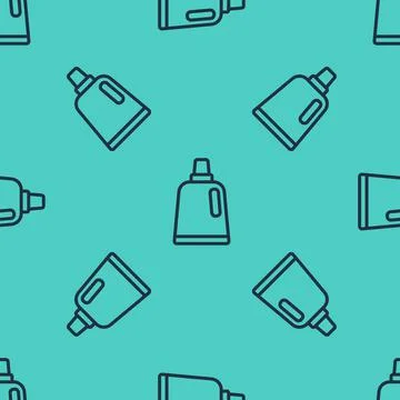 Black line Plastic bottle for laundry detergent, bleach, dishwashing liquid or Stock Illustration