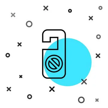 Black line Please do not disturb icon isolated on white background. Hotel Door Stock Illustration