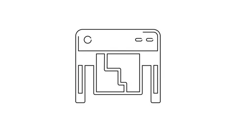 Black line Plotter icon isolated on white background. Large format multifunction Vídeos de archivo 138919622