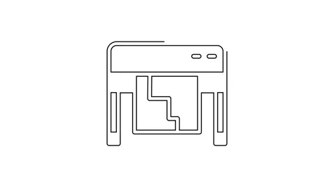 Black line Plotter icon isolated on white background. Large format multifunction Vídeos de archivo 160274996