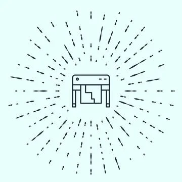 Black line Plotter icon isolated on grey background. Large format multifunction Stock Illustration