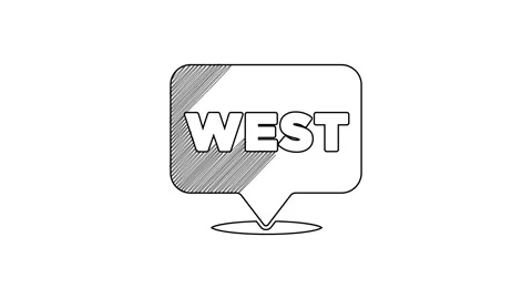 Black line Pointer to wild west icon isolated on white background. Western Stock Footage 201466878