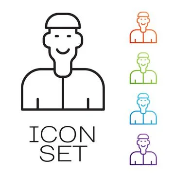 Black line Positive thinking icon isolated on white background. Set icons Stock Illustration
