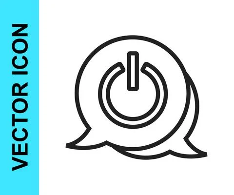 Black line Power button icon isolated on white background. Start sign. Vector Stock Illustration