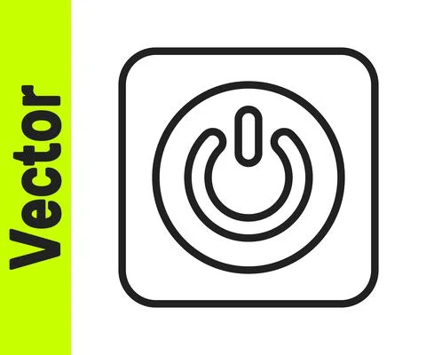 Black line Power button icon isolated on white background. Start sign. Vector Illustrazione stock