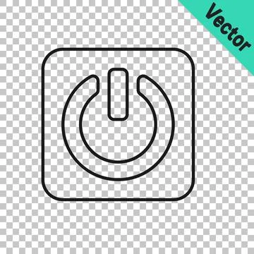 Black line Power button icon isolated on transparent background. Start sign Stock Illustration
