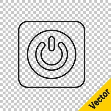Black line Power button icon isolated on transparent background. Start sign.. Stock Illustration