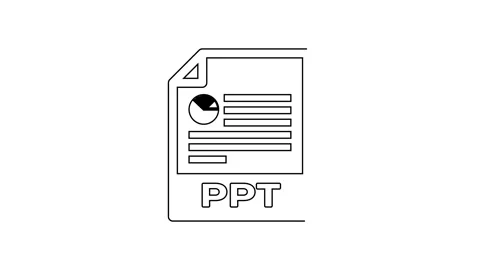 Black line PPT file document. Download ppt button icon isolated on white Stock Footage 160223255