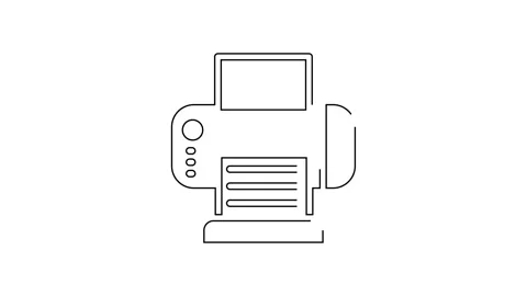 Black line Printer icon isolated on white background. 4K Video motion graphic Stock Footage 138977527