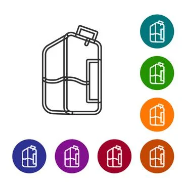 Black line Printer ink bottle icon isolated on white background. Set icons in Stock Illustration