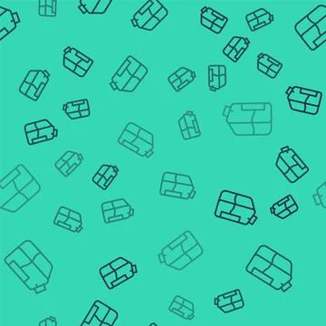 Black line Printer ink bottle icon isolated seamless pattern on green background Stock Illustration