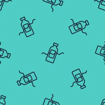 Black line The problem of pollution of the ocean icon isolated seamless pattern Stock Illustration