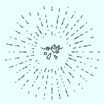 Black line The problem of pollution of the ocean icon isolated on grey back.. Stock Illustration