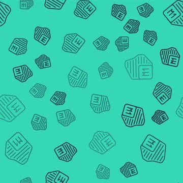 Black line Processor icon isolated seamless pattern on green background. CPU Stock Illustration