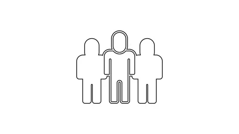Black line Project team base icon isolated on white background. Business Stock Footage 225841684