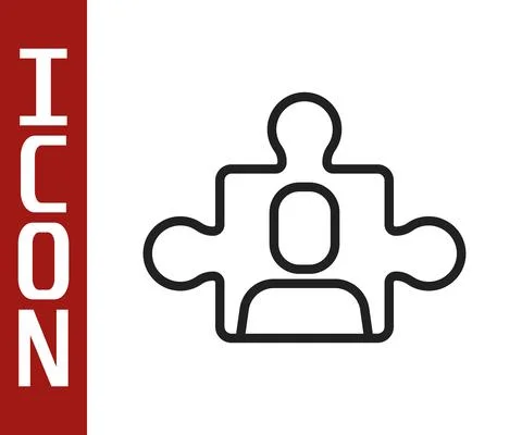 Black line Project team base icon isolated on white background. Business Illustrazione stock