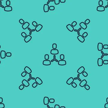 Black line Project team base icon isolated seamless pattern on green background Stock Illustration
