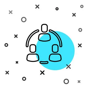 Black line Project team base icon isolated on white background. Business Stock Illustration