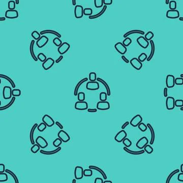 Black line Project team base icon isolated seamless pattern on green background Stock Illustration