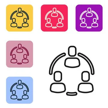 Black line Project team base icon isolated on white background. Business Stock Illustration