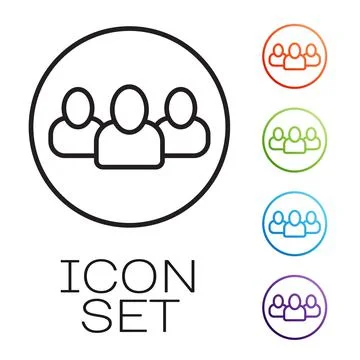 Black line Project team base icon isolated on white background. Business Illustrazione stock