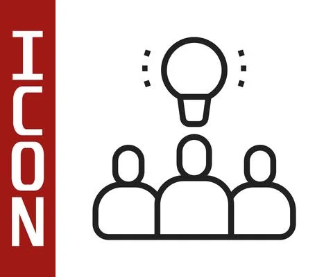 Black line Project team base icon isolated on white background. Business Illustrazione stock