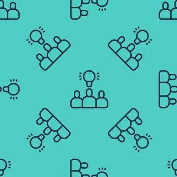 Black line Project team base icon isolated seamless pattern on green background 스톡 일러스트
