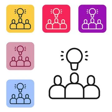 Black line Project team base icon isolated on white background. Business 스톡 일러스트