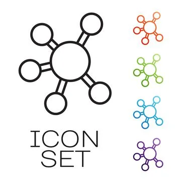 Black line Project team base icon isolated on white background. Business Illustrazione stock