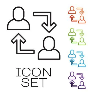 Black line Project team base icon isolated on white background. Business Illustrazione stock