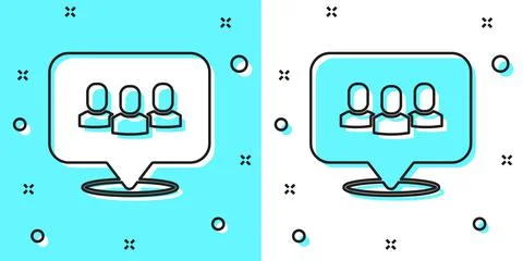 Black line Project team base icon isolated on green and white background Illustrazione stock