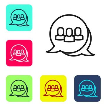 Black line Project team base icon isolated on white background. Business イラスト素材