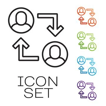 Black line Project team base icon isolated on white background. Business Stock Illustration