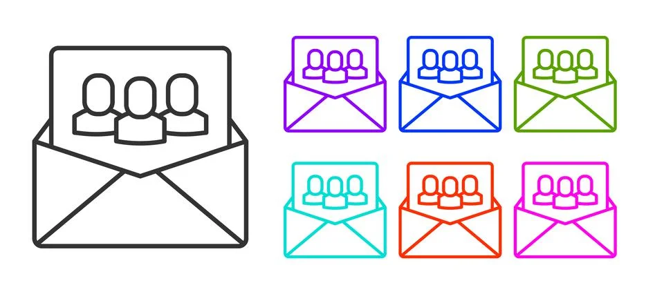 Black line Project team base icon isolated on white background. Business anal Stock Illustration