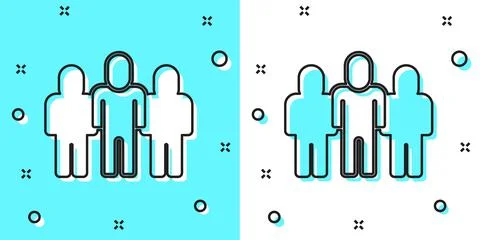 Black line Project team base icon isolated on green and white background. Bus Stock Illustration