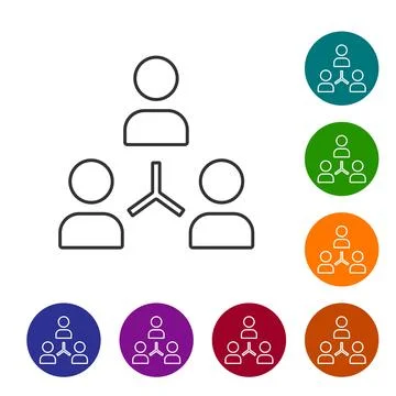 Black line Project team base icon isolated on white background. Business イラスト素材
