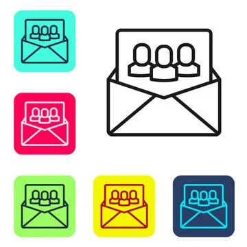 Black line Project team base icon isolated on white background. Business Illustrazione stock