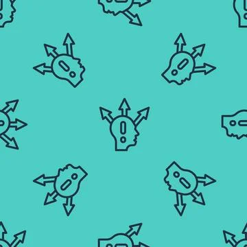 Black line Project team base icon isolated seamless pattern on green backgrou Illustrazione stock