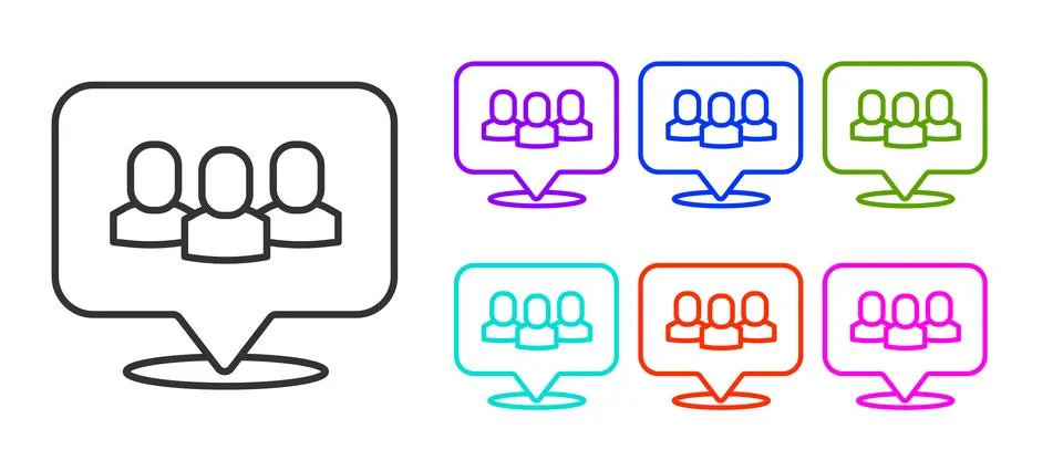 Black line Project team base icon isolated on white background. Business an.. Stock Illustration