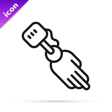 Black line Prosthesis hand icon isolated on white background. Futuristic concept Illustrazione stock