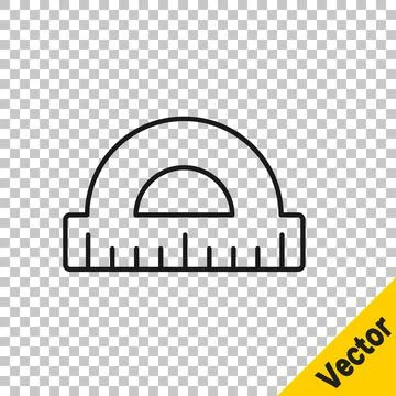Black line Protractor grid for measuring degrees icon isolated on transparent Stock Illustration