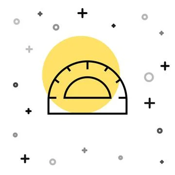 Black line Protractor grid for measuring degrees icon isolated on white Stock Illustration