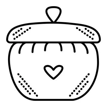 Black line pumpkin pot Stock Illustration